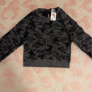 GYMSHARK Camo long sleeve workout top